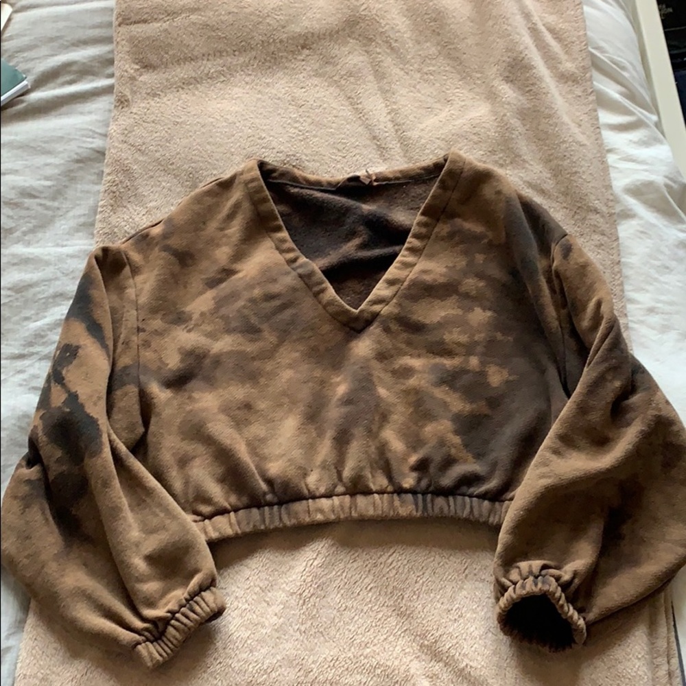 Bleach dyed black cropped sweatshirt